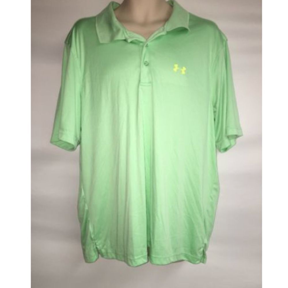 Under Armour Polo Shirt Mens Large Mint Loose Fit